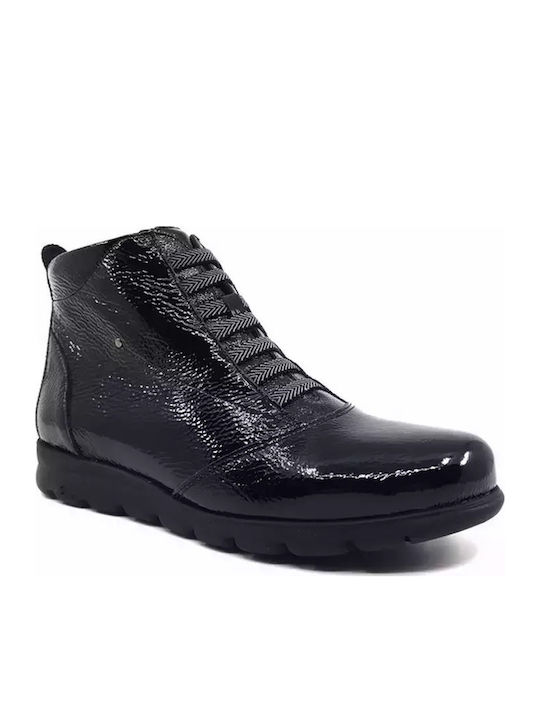Leder Stiefeletten Damen Schwarz