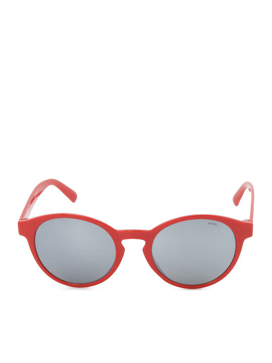 Invu Men's Sunglasses with Red Plastic Frame and Gray Polarized Lens B2249C