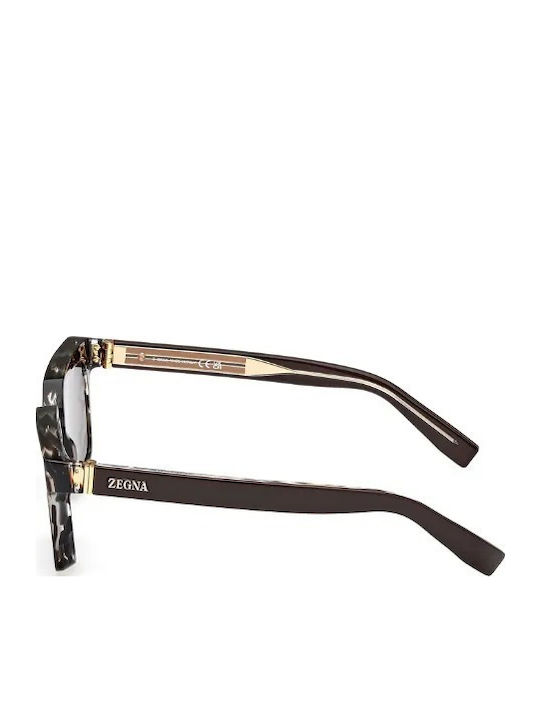 Zegna Men's Sunglasses with Multicolour Plastic Frame and Brown Lens EZ0214 20J