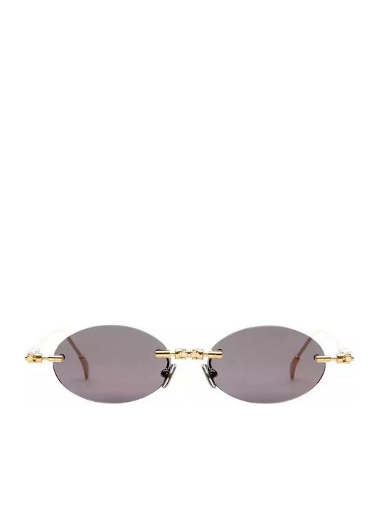 Kuboraum Unisex Sunglasses with Gold Metal Frame and Gold Lens