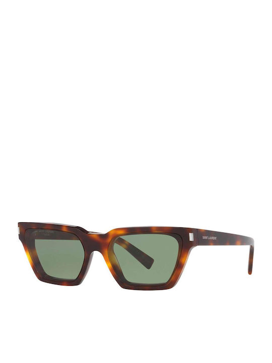 Ysl Calista Damen Sonnenbrille mit Braun Schildkröte Kunststoff Gestell und Grün Linse SL 633 003