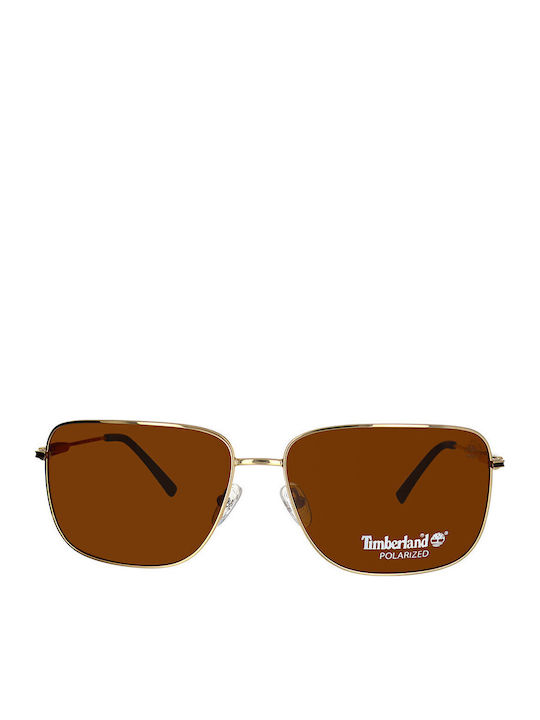 Timberland Men's Sunglasses with Gold Metal Frame and Brown Lens TB9290 32H