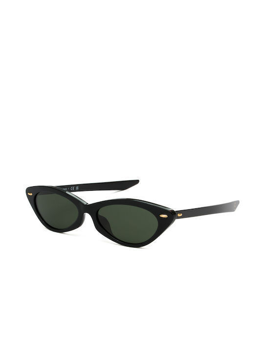 Tory Burch Women's Sunglasses with Black Plastic Frame and Green Lens