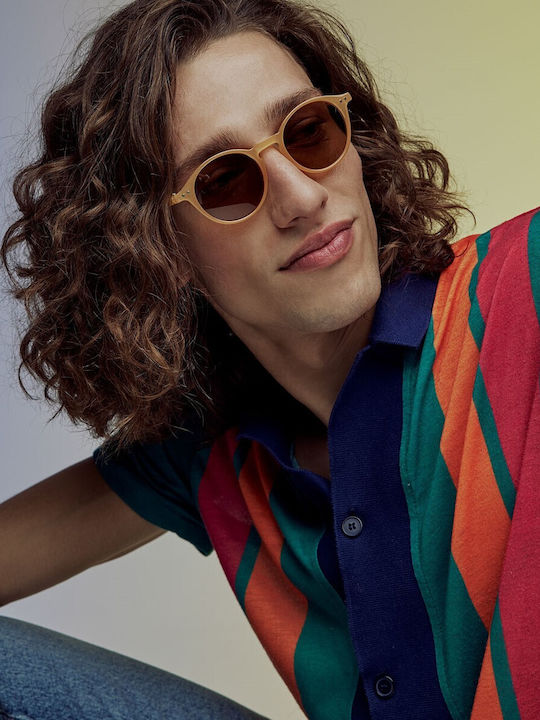 Spello Yellow Sunglasses with Horn-Rimmed Frame