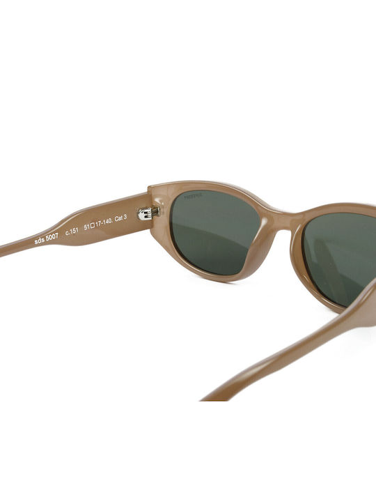 Superdry Women's Sunglasses with Beige Plastic Frame and Green Lens SDS 5007 151