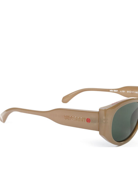 Superdry Women's Sunglasses with Beige Plastic Frame and Green Lens SDS 5007 151
