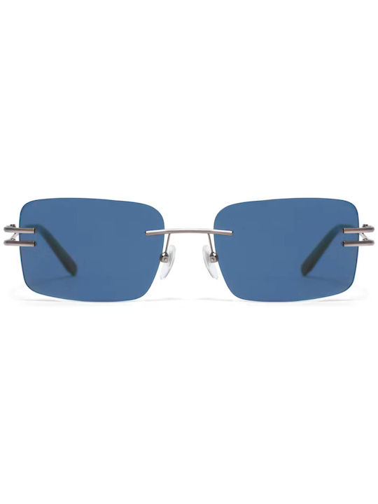 Gigi Barcelona Unisex Sonnenbrille mit Silber Metall Gestell und Blau Spiegel Linse 6862/3