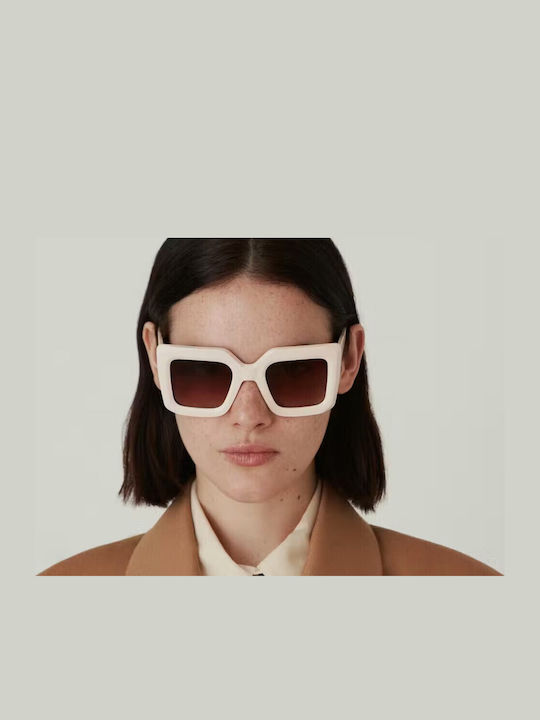 Gigi Barcelona Leandra Women's Sunglasses with White Plastic Frame and Brown Gradient Lens 6762/8