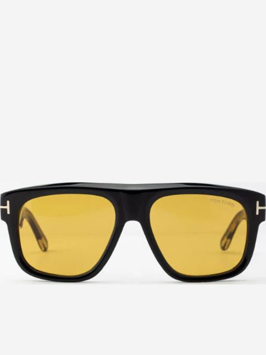 Tom Ford Icon Ochelari De Soare Pentru Bărbați Cu Ramă Neagră Din Plastic Și Lentile Galbene Degrade FT1201 01E
