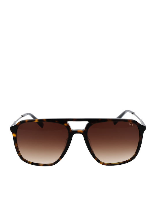 FILA Men's Sunglasses with Brown Tartaruga Frame and Brown Gradient Lens SFI215 722Y