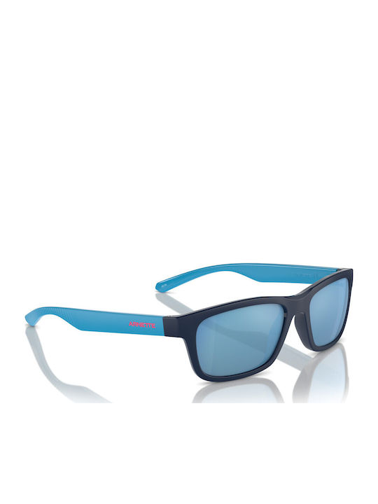 Arnette Unisex Sunglasses with Blue Horn-Rimmed Frame and Blue Mirror Lens AN4340 275422