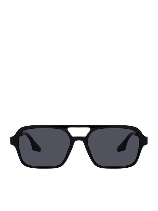 Pervedere Men's Sunglasses with Black Horn-Rimmed Frame and Black Lens 1914-2