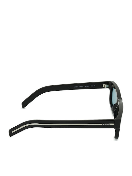 Prada Unisex Γυαλιά Ηλίου με Μαύρο Κοκκάλινο Σκελετό και Γαλάζιο Φακό PRB11S 16K60P