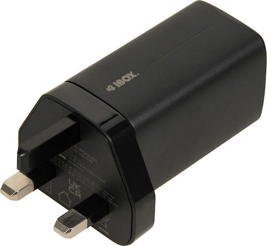 iBox Φορτιστής Χωρίς Καλώδιο GaN με Θύρα USB-A και 2 Θύρες USB-C 65W Μαύρος (C-65 UK)