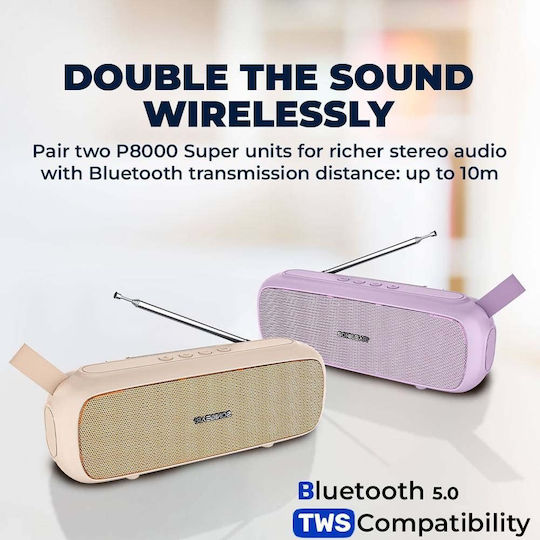 Sonic Gear Super Bass Bluetooth Speaker 20W with Radio and Battery Life up to 6 hours Champagne