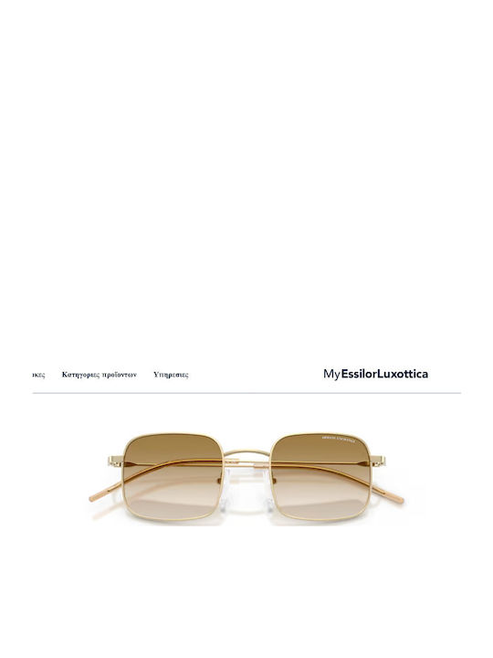 Armani Exchange Unisex Sunglasses with Gold Metal Frame and Gold Gradient Mirror Lens