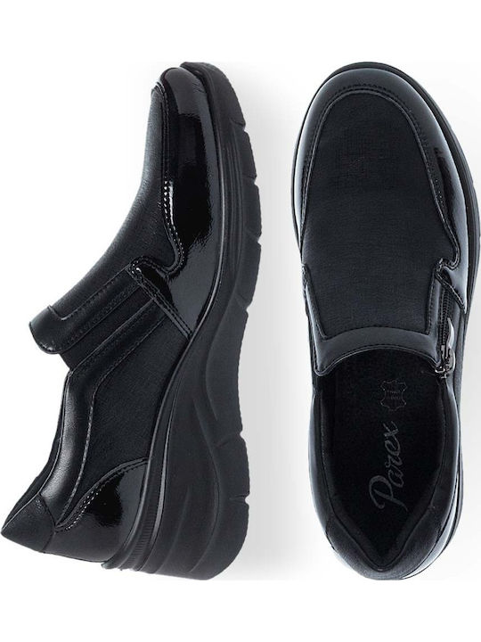 Patent Leather Women's Moccasins in Black Color