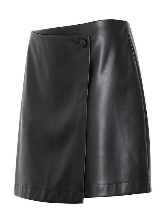 Leather Midi Skirt Envelope Black