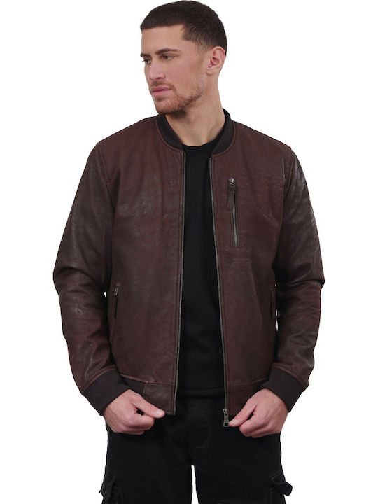 Sugar Vintage Sheep Δερμάτινο Μπουφάν Biker Καφε