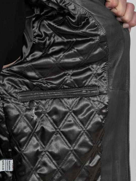Delta Sheep Leather Jacket Biker Grey