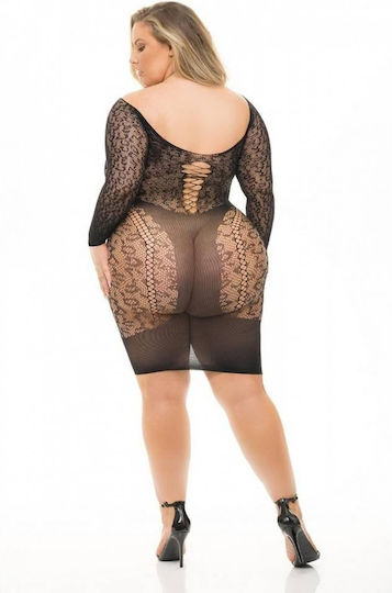 Black Mini Fishnet Leopard Dress Pink Lipstick Animal Inside Dress Plus Size Black