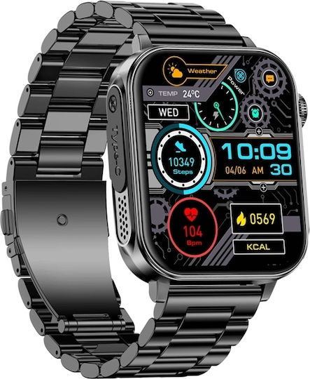 Colmi P80 Stainless Steel 45mm Smartwatch with Heart Rate Monitor Black