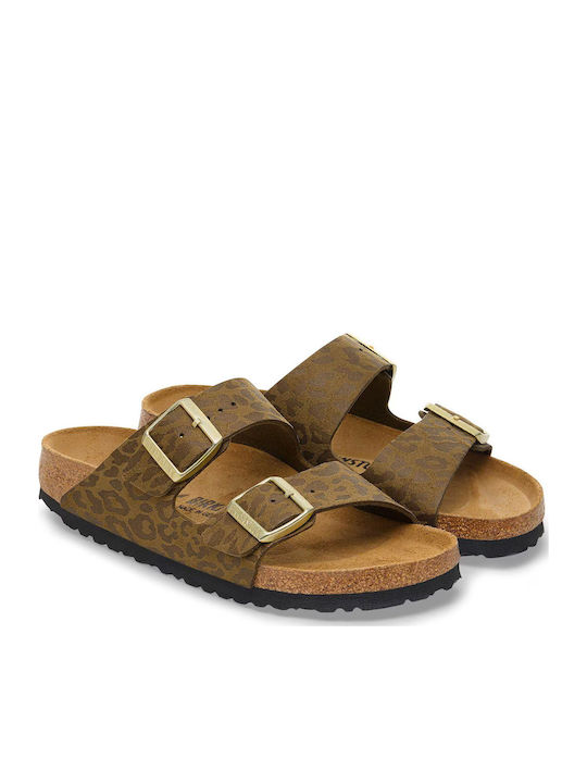 Women's Flat Sandals in Khaki Color Regular Fit