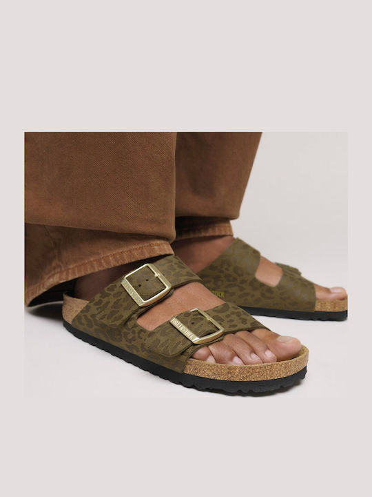 Women's Flat Sandals in Khaki Color Regular Fit