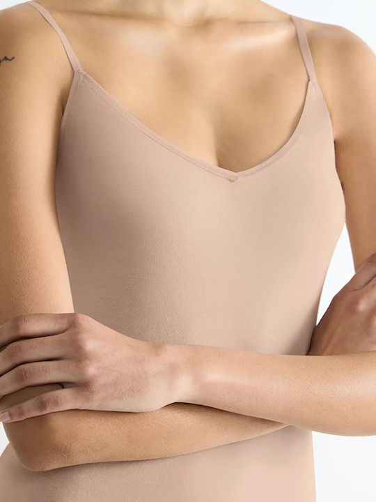Women's T-Shirt with Spaghetti Strap Beige