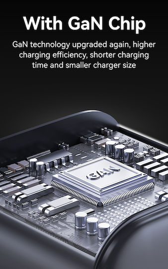 Usams Ladegerät ohne Kabel GaN mit USB-A Anschluss und USB-C Anschluss 30W Schwarzs (CC263)
