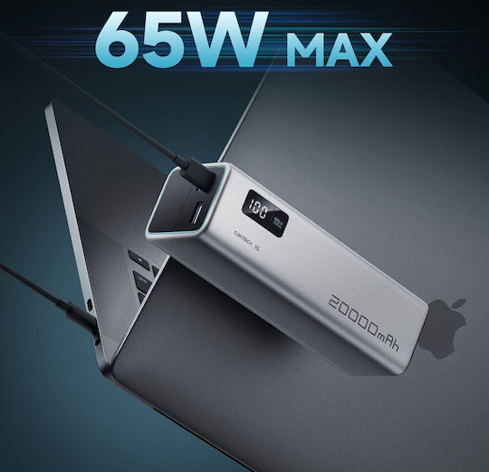 Cuktech CUKP200XGLGR Power Bank 20000mAh 100W with USB-A Port and 2 USB-C Ports Power Delivery Grey