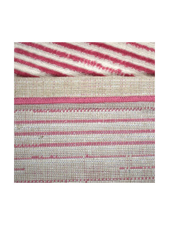 SpitiBazaar Rug Rectangular Pink - Ecru