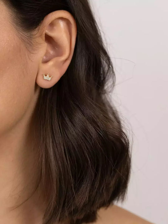 Детски Обеци Studs Коронки от Злато 14K