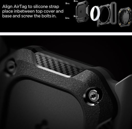 Spigen Tough Armor Θήκη Κολάρου Κατοικιδίων Σιλικόνης για AirTag σε Μαύρο χρώμα