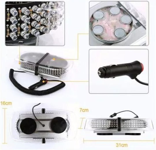 Waterproof Orange Beacon 240 LED 7 Adjustable Lighting Modes Magnetic Base Strobe Light Bar 12v-24v