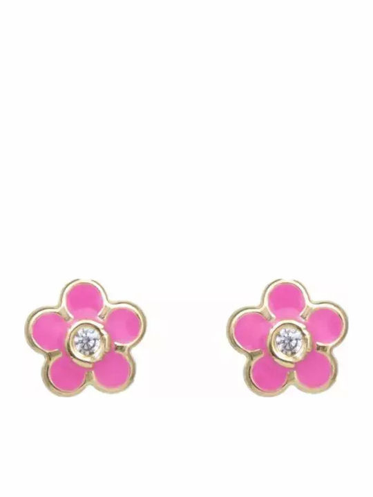 Vergoldete Kinderohrringe mit Blumen aus 9K Gold Vergoldete Kinderohrringe mit Blumen aus 9K Gold