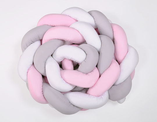 My Sweet Baby Crib Bumpers Braided Inside White, Gray, Pink