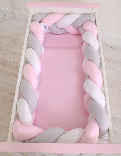 My Sweet Baby Crib Bumpers Braided Inside White, Gray, Pink