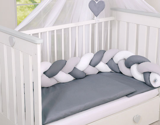 My Sweet Baby Crib Bumpers Braided Inside White, Gray, Anthracite