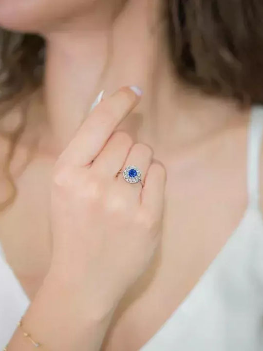 Μονόπετρο Ροζέτα από Λευκόχρυσο 14K