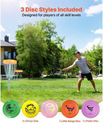 Vevor Disc Golf Set 5 Pieces Flying Discs Beginners Starter Set Disc Golf Full Body Training Putter Mid-range Driver Mini Marker PDGA Approved Outdoor Yard Lawn Beach