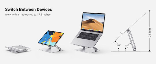Ugreen LP866 Βάση Στήριξης για Laptop έως 17" Ασημί
