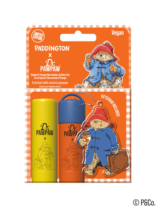 Set 2 Balsamuri de Buze Breloc Paddington Bear Balsam Original + Aromă de Marmeladă de Portocale Dr.pawpaw 2 X 4 G Breloc Paddington Bear Original + Marmeladă de Portocale