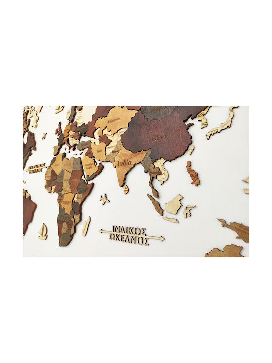 New Wooden 3D World Map Wall Decor 115 x 65 Names Code 94255