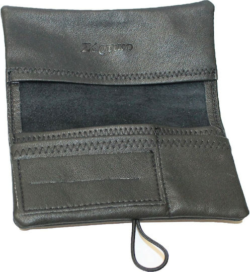 Sertiko Lederne Tabaktasche Schwarz mit Verschluss 15x8.5cm