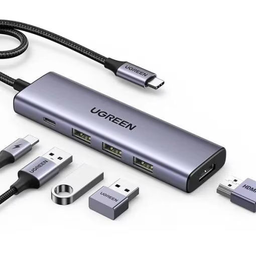 Ugreen CM498 USB-C Docking Station με HDMI/DisplayPort 4K PD Γκρι
