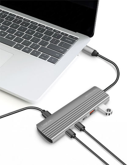 LogiLink USB 3.2 Hub 10 Anschlüsse mit USB-C Verbindung Gray