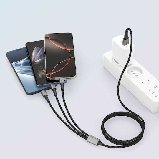 Tech-Protect Ultraboost USB to Lightning / Type-C Cable 3A Γκρι 1.2m