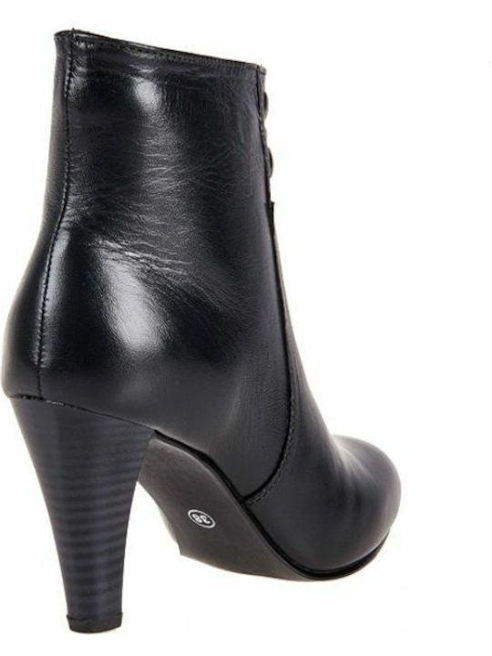 Δερμάτινα Γυναικεία Μποτάκια Μαύρα