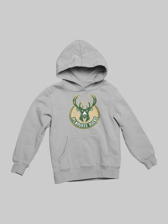 Fleece Kinder-Sweatshirt mit Kapuze und Taschen Schwarz Milwaukee Bucks